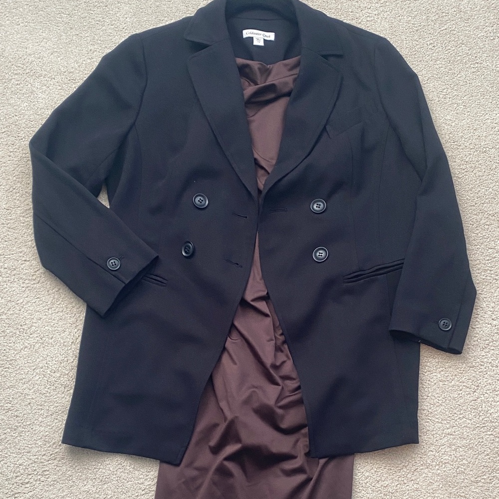 Coldwater Creek black lite weight long length Blazer jacket in size 14
